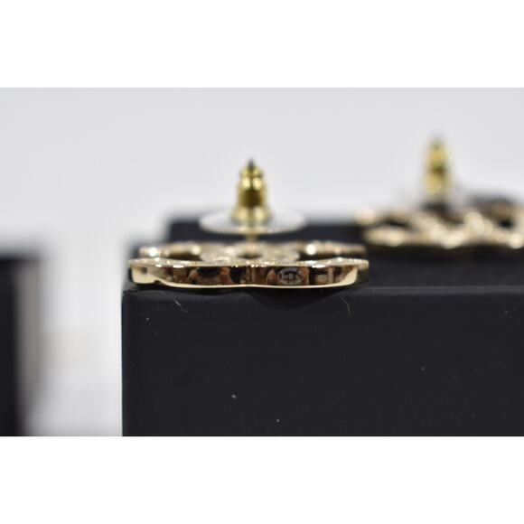 Chanel 23S Gold Black Interlocking CC Logo Classic Drop Statement Stud Earrings - Picture 12 of 12